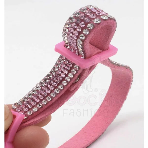 Crystal Microsuede Safety Cat Collar in Pink - Posh Catz - 3