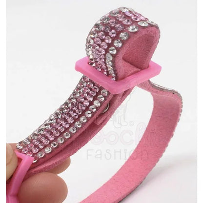 Crystal Microsuede Safety Cat Collar in Pink - Posh Catz - 3