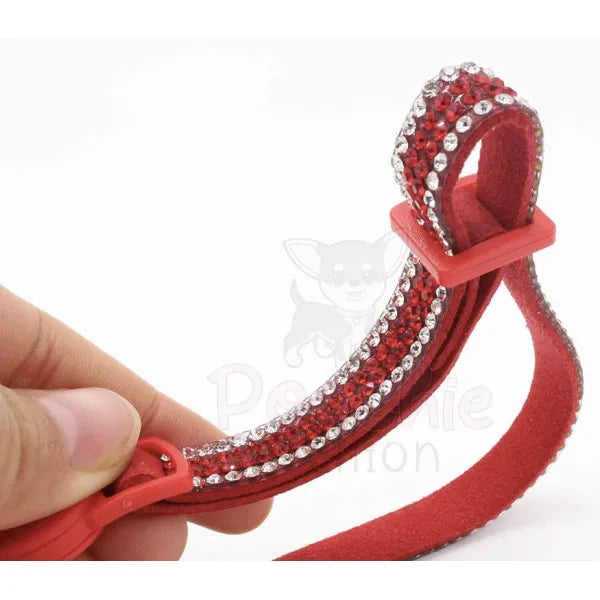 Crystal Microsuede Safety Cat Collar in Red - Posh Catz - 3