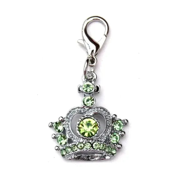 Czarina Green Crystal Crown Dog Collar Charm - Posh Pawz - 1