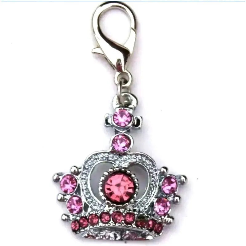 Czarina Pink Crystal Crown Dog Collar Charm - Posh Pawz - 1