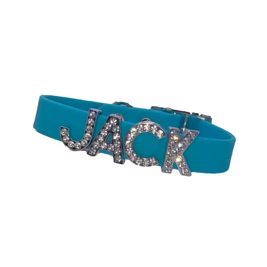 Aqua Waterproof Personalised Dog Collar with Large Diamante Letters - Poochie Fashion - 1