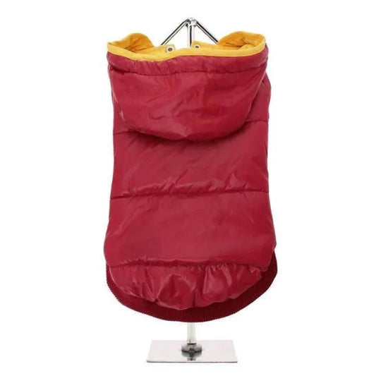 Deep Red Puffa Insulated Designer Dog Coat - Urban Pup - 1