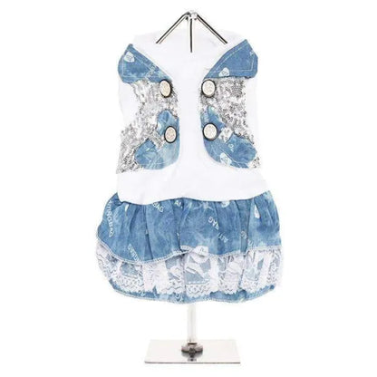 Denim T-shirt Dog Dress - Urban - 1