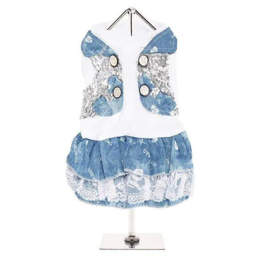 Denim T-shirt Dog Dress - Urban - 1