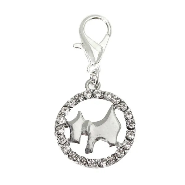 Diamante Circle Scottie Dog Collar Charm - Urban - 1