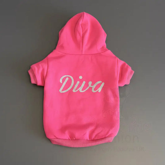 Diva Dog Hoodie Sweatshirt in Hot Pink - Poochie Fashion - 2