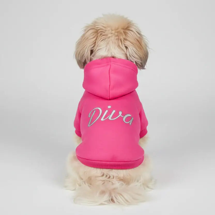 Diva Dog Hoodie Sweatshirt in Hot Pink - Rich Paw - 1