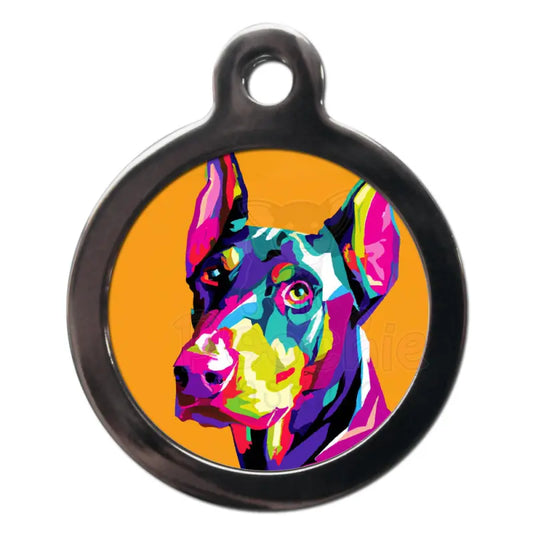 Doberman Pop Art Dog Id Tag - Ps Pet Tags - 1