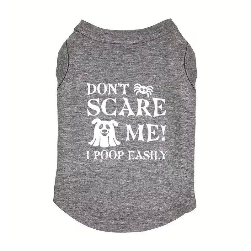 Don’t Scare me Halloween Dog Vest T-shirt Grey - Poochie Fashion - 1