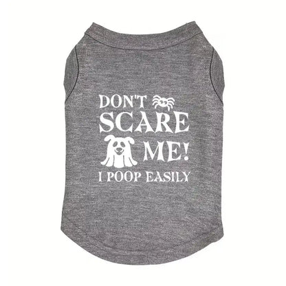 Don’t Scare me Halloween Dog Vest T-shirt Grey - Poochie Fashion - 1