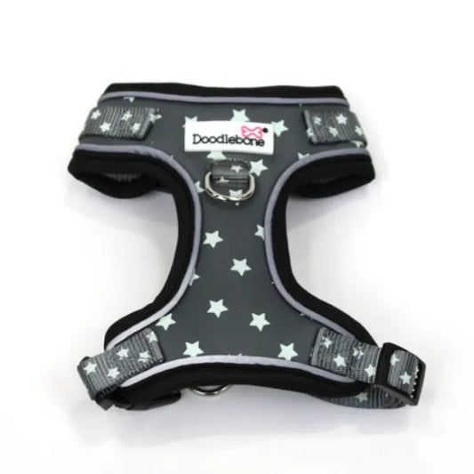Doodlebone Adjustable Airmesh Dog Harness - Grey Stars Glow in the Dark - Doodle - 1