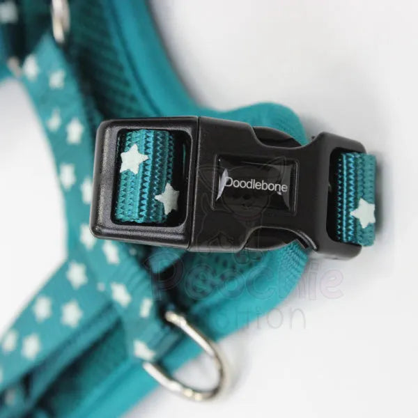 Doodlebone Adjustable Airmesh Dog Harness - Teal Stars Glow in the Dark - Doodle - 3