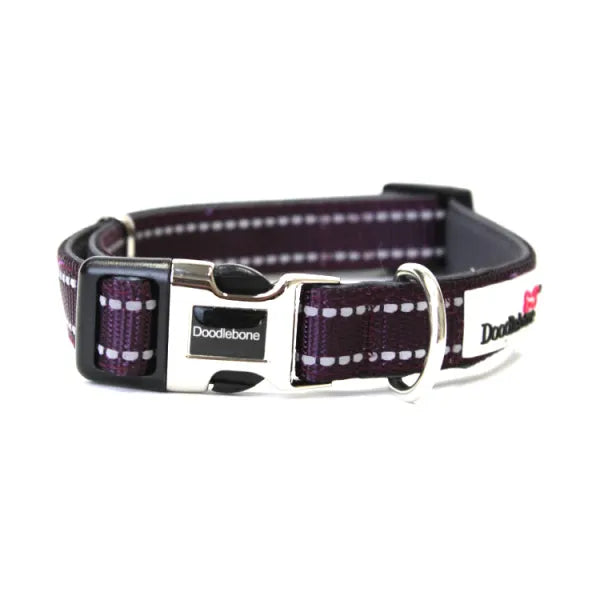 Doodlebone Padded Dog Collar - Burgundy - Doodle - 1