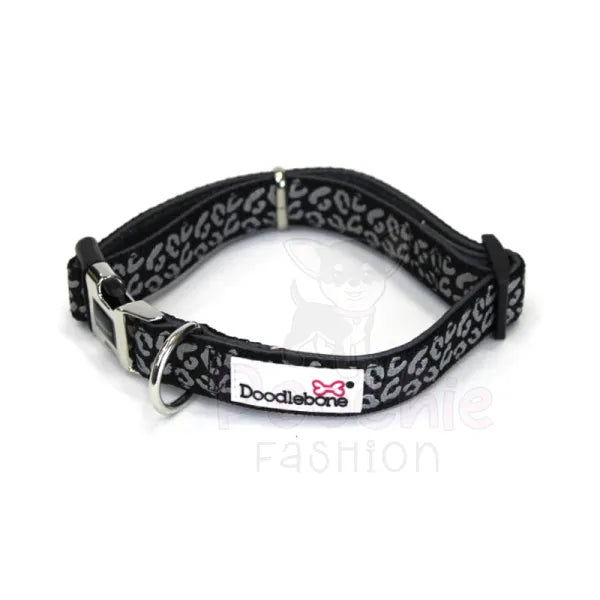 Doodlebone Padded Dog Collar - Coal Leopard Reflective - Doodle - 2