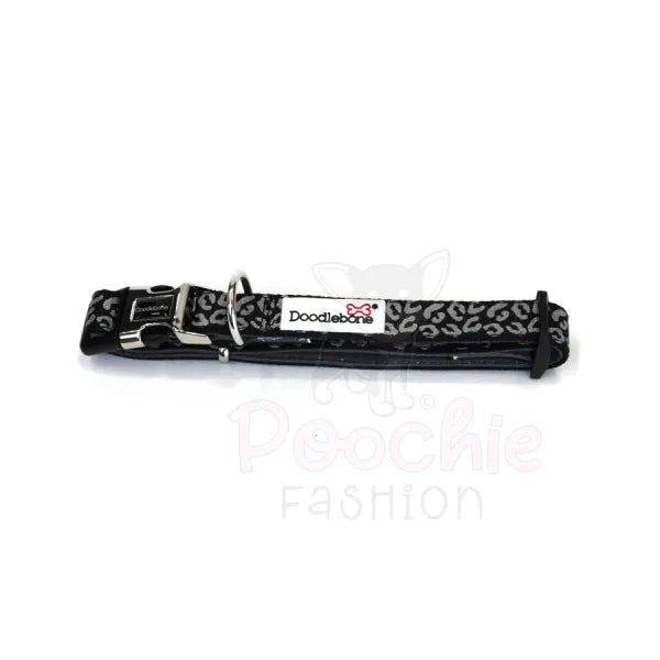 Doodlebone Padded Dog Collar - Coal Leopard Reflective - Doodle - 3
