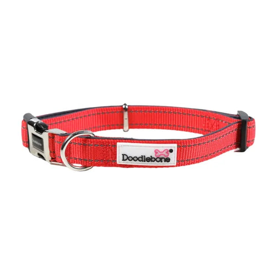 Doodlebone Padded Dog Collar - Coral Doodle 1