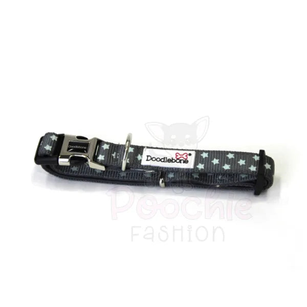 Doodlebone Padded Dog Collar - Grey Stars Glow in the Dark - Doodle - 3