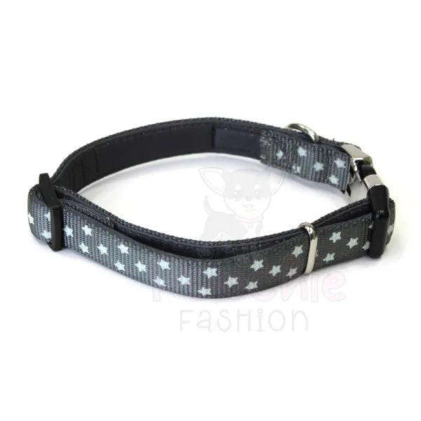 Doodlebone Padded Dog Collar - Grey Stars Glow in the Dark - Doodle - 2