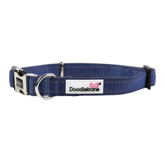 Doodlebone Padded Dog Collar - Indigo Doodle 1