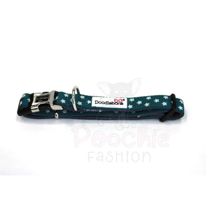 Doodlebone Padded Dog Collar - Teal Stars Glow in the Dark - Doodle - 3