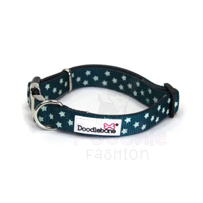 Doodlebone Padded Dog Collar - Teal Stars Glow in the Dark - Doodle - 2