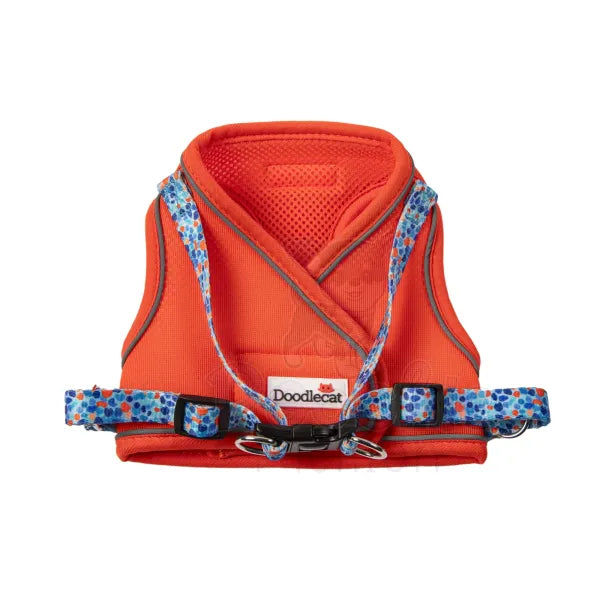 Doodlecat Cat Roaming Harness & Lead Set Tangerine & Reef - Doodlebone - 5