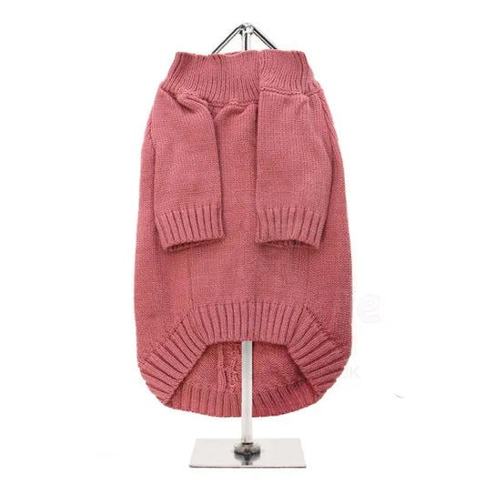 Dusky Pink Cable Knit Dog Jumper - Urban - 2