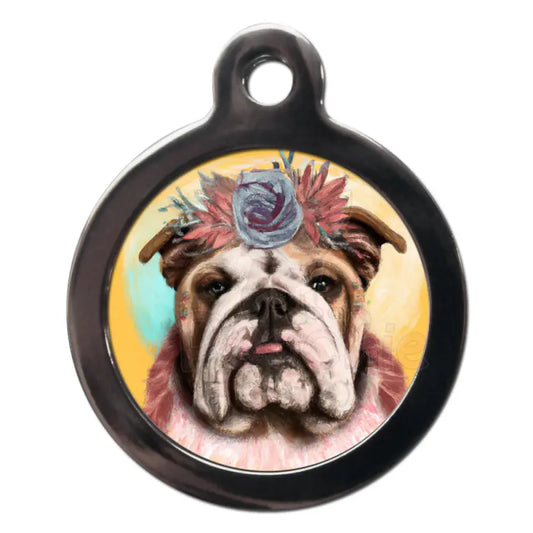 English Bulldog Hippy Dog Id Tag - Ps Pet Tags - 1