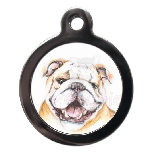 English Bulldog Portrait Dog Id Tag - Ps Pet Tags - 1