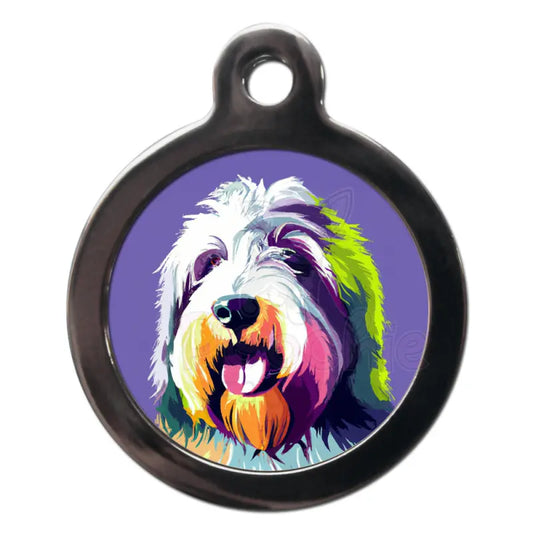English Sheepdog Pop Art Dog Id Tag - Ps Pet Tags - 1