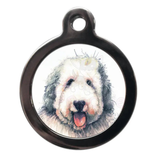 English Sheepdog Portrait Dog Id Tag - Ps Pet Tags - 1