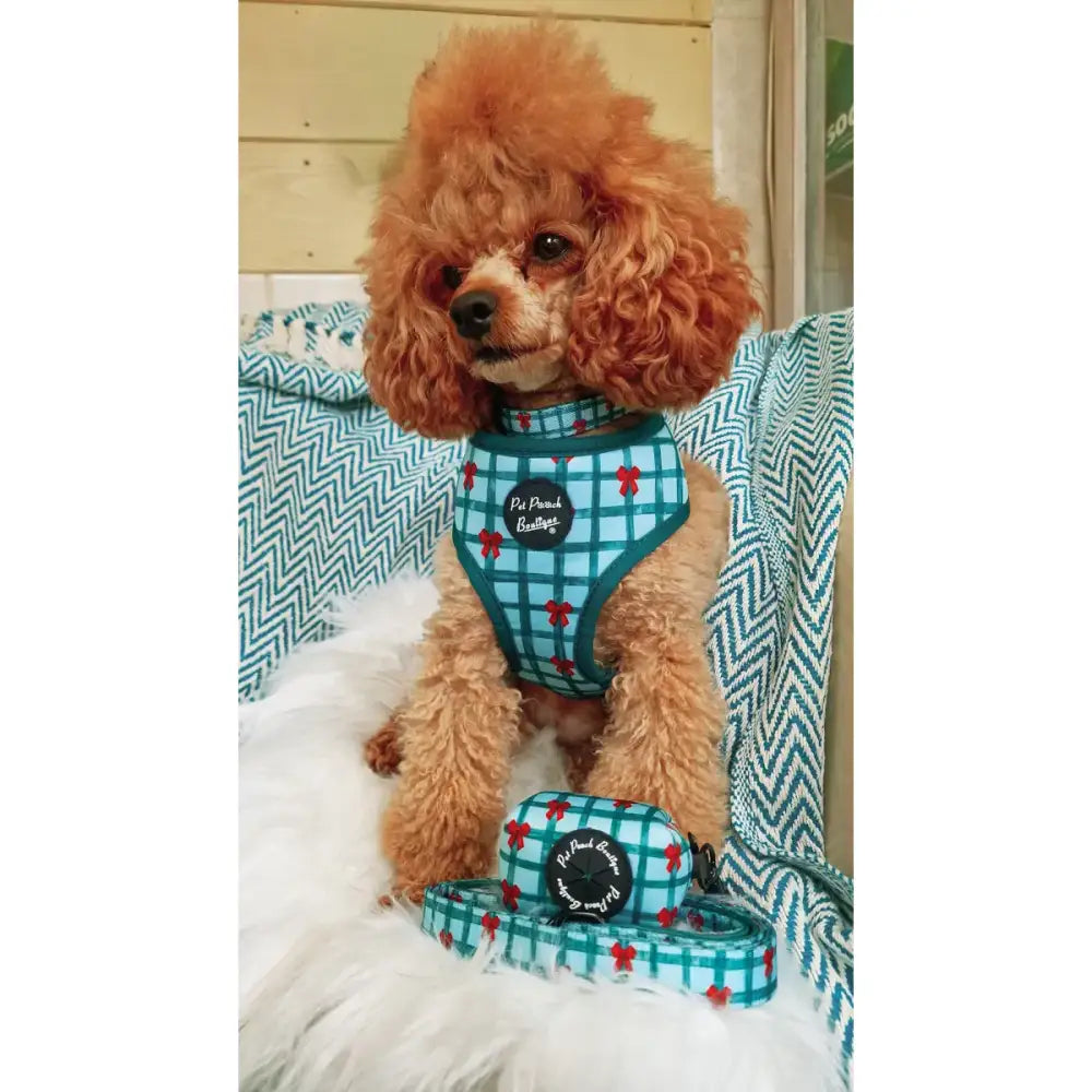 Festive Plaid Bow Christmas Dog Harness - Pet Pooch - 4