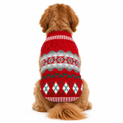 Festive Vintage Argyle Dog Jumper - Posh Pawz - 1