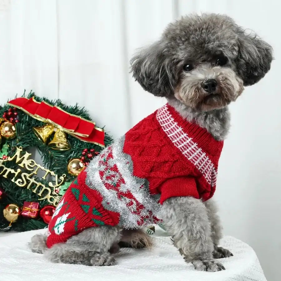 Festive Vintage Argyle Dog Jumper - Posh Pawz - 2