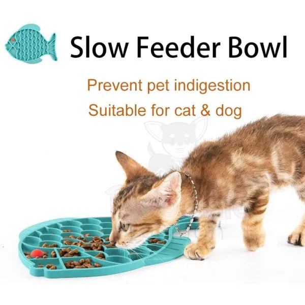 Fish Shaped Pet Lick Mat Slow Feeder in Aqua - Posh Pawz - 3