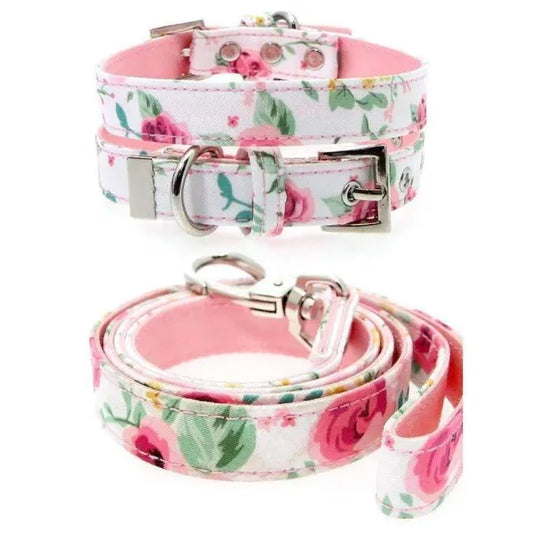 Floral Cascade Fabric Dog Collar and Lead Set - Urban - 1