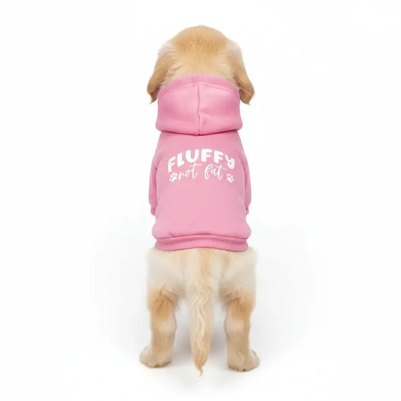 Fluffy not Fat Dog Hoodie Sweatshirt - Baby Pink - Poochie Fashion - 1