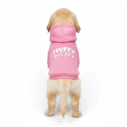 Fluffy not Fat Dog Hoodie Sweatshirt - Baby Pink - Poochie Fashion - 1
