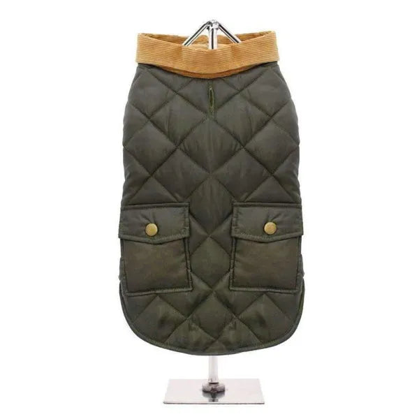 Forest Green Quilted Town and Country Dog Coat - Urban Pup - 1