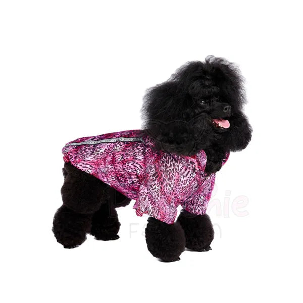 Funky Pink Leopard Fleece Lined Rainstorm Dog Raincoat - Urban - 2