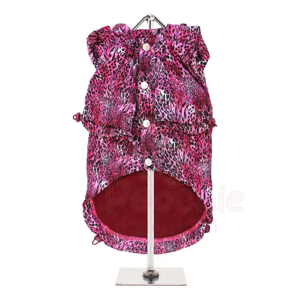 Funky Pink Leopard Fleece Lined Rainstorm Dog Raincoat - Urban - 3