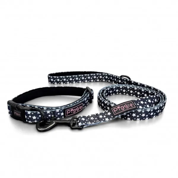 Galaxy Dog Collar and Lead Black - Piggie - 1