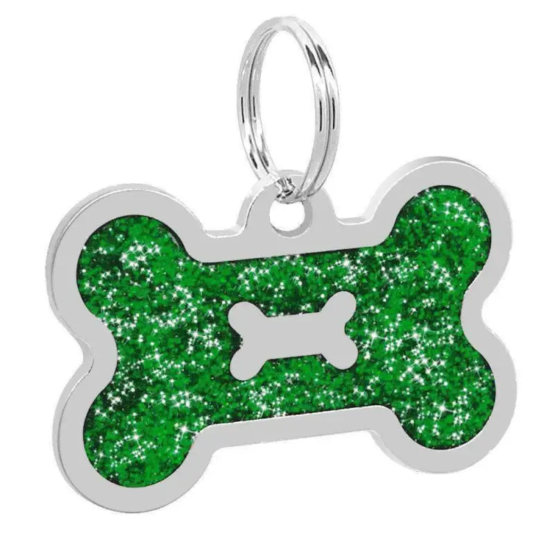 Glitter Bone Pet ID Tag Green - Posh Pawz - 1