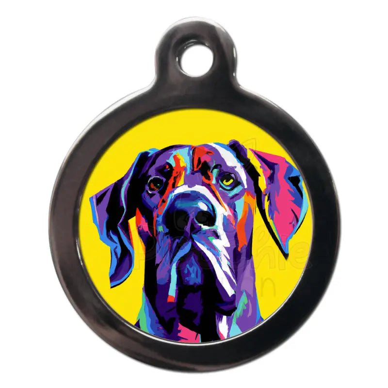 Great Dane Pop Art Dog Id Tag - Ps Pet Tags - 1
