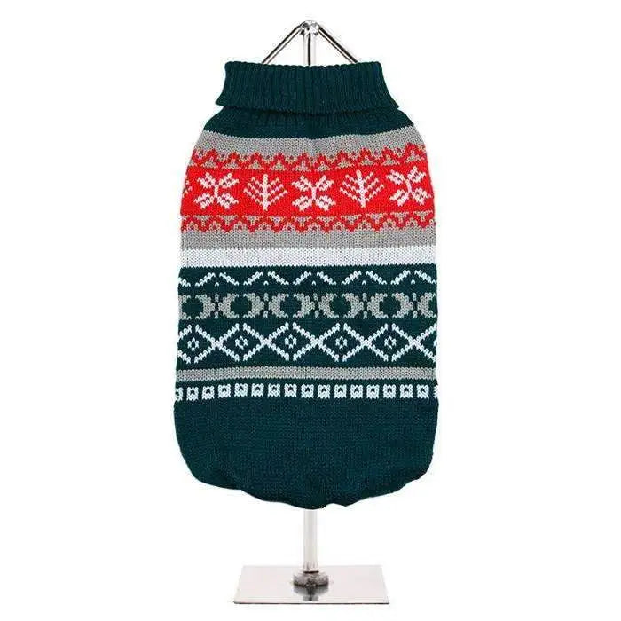 Green Fair Isle Vintage Dog Jumper - Posh Pawz - 1