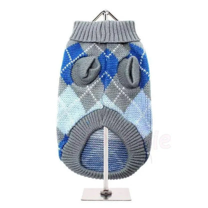 Grey and Blue Argyle Dog Jumper - Urban Pup - 3