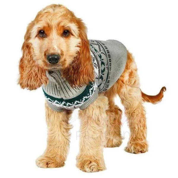 Grey Fair Isle Vintage Dog Jumper - Urban Pup - 2