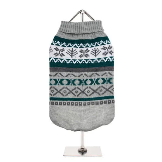 Grey Fair Isle Vintage Dog Jumper - Urban Pup - 1