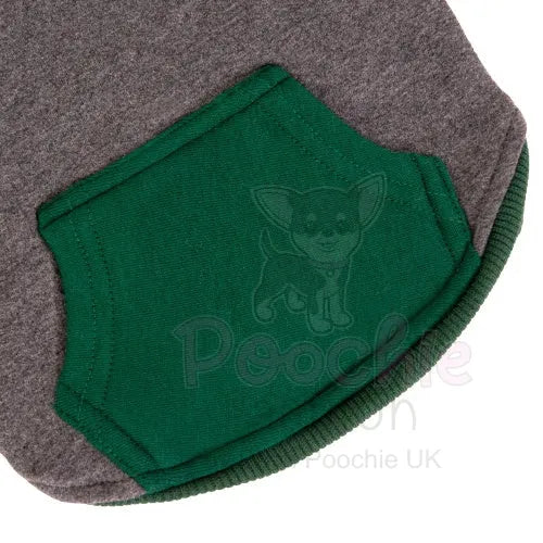 Grey & Green Sleeveless Zip Dog Hoodie - Rich Paw - 4